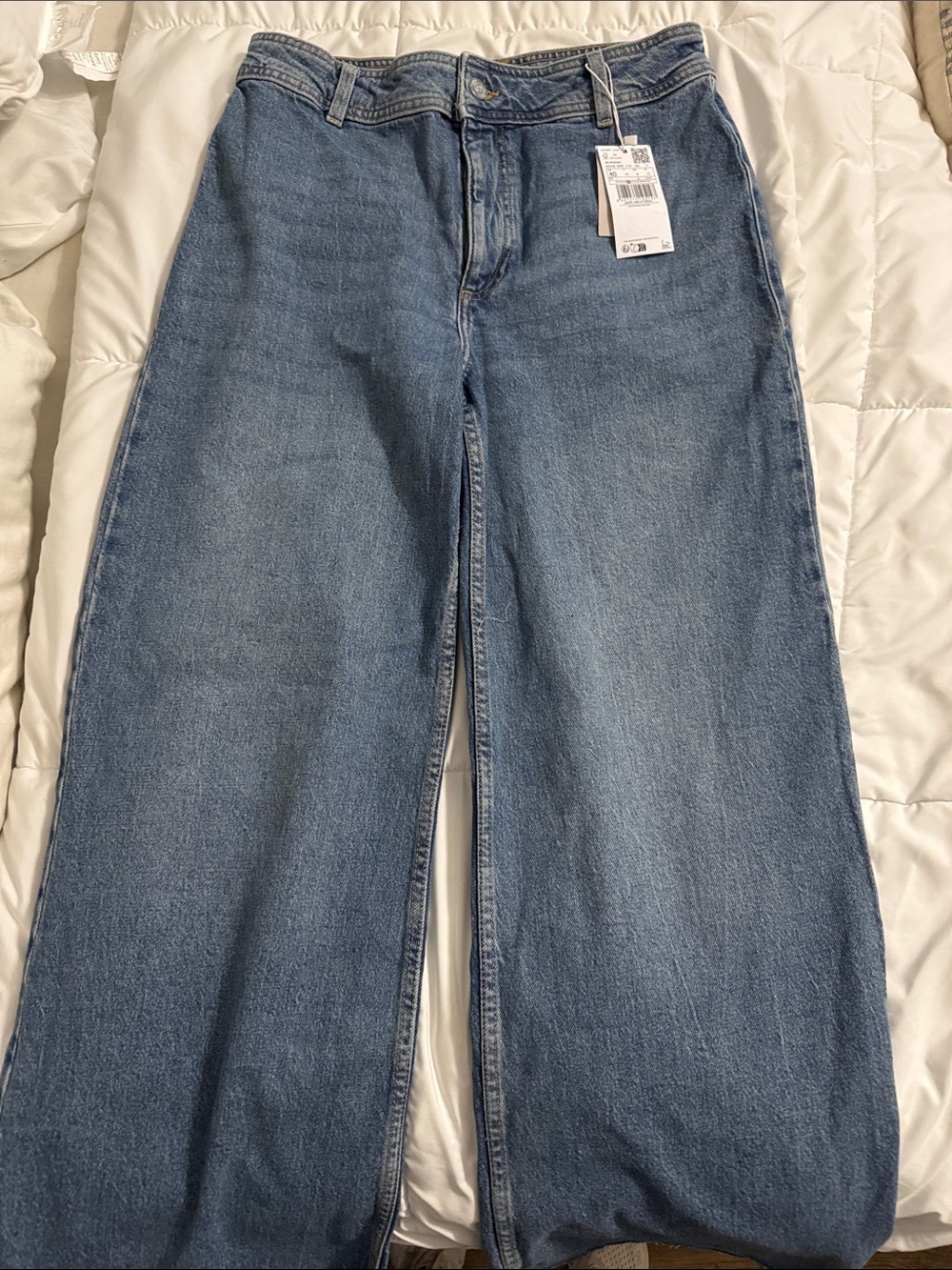 Mango Wide-Leg Jeans in Medium Blue Wash